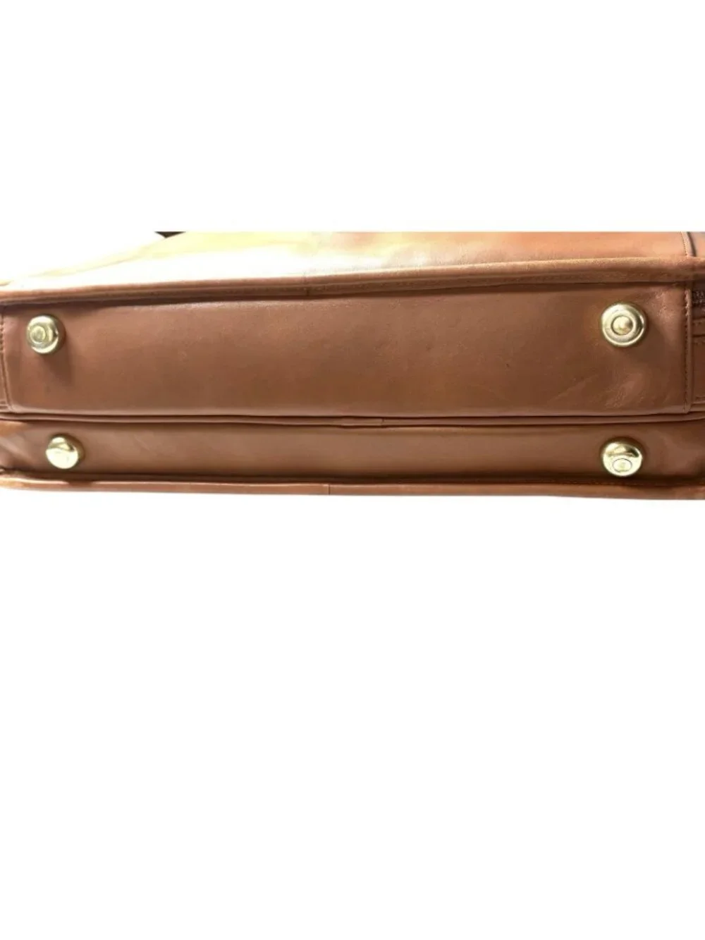 Coach Vintage 90s Double Zip Organizer Business Briefcase #675-0537 Leather Tan